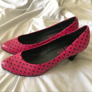 Pink Heels with Polka Dot & Skeleton detail